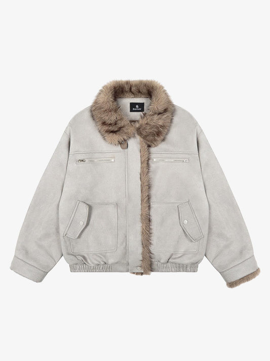 Stylish Faux Fur Collar Jacket for Men and Women - Perfect for Casual and Trendy Looks 