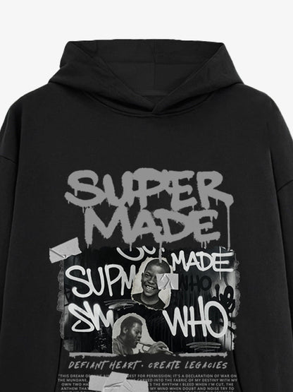 SupermadeTrendy Retro Graffiti Character Hooded Sweatshirt 