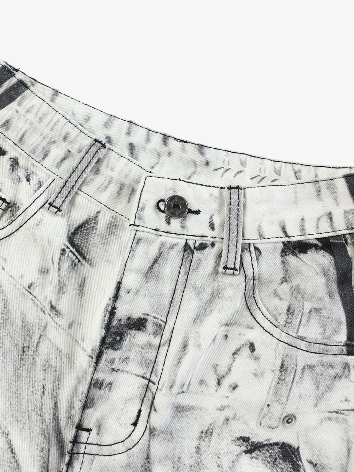 Thesupermade Distressed Destroyed Striped 3D Print Jeans