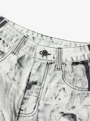 Thesupermade Distressed Destroyed Striped 3D Print Jeans