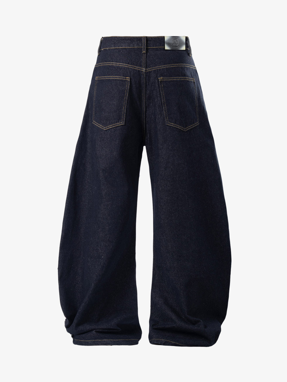 Totem Applique Raw Hem Barrel Baggy Jeans