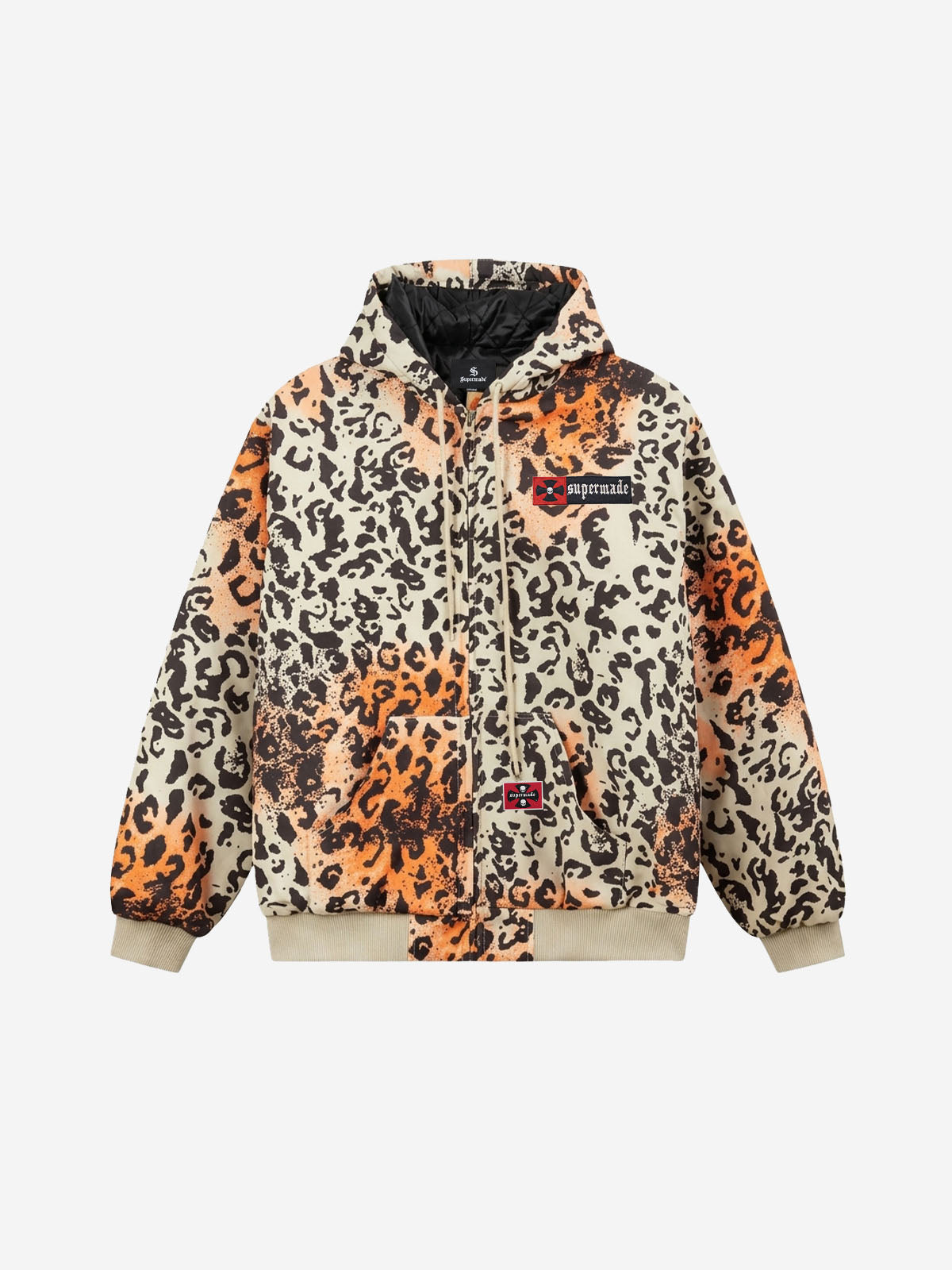 Leopard Embroidered Padded Hooded Jacket