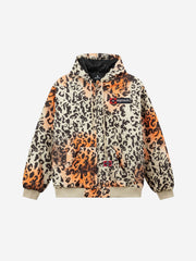 Leopard Embroidered Padded Hooded Jacket