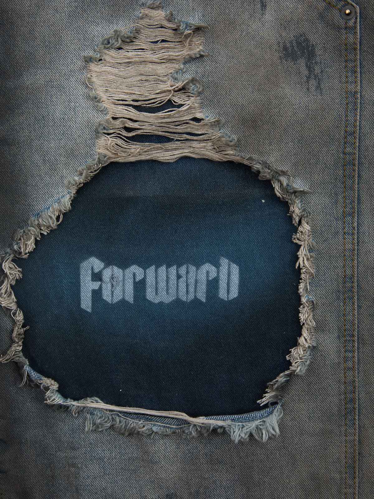 Supermade Retro Distressed Print Heavyweight Canvas Baggy Pants 