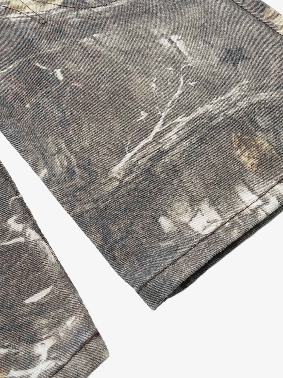 Tree Camo Ribbed Low-rise Jeans
