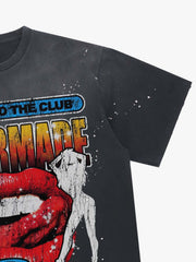 Cracked Graphic Paint-Splatter Distressed Tee