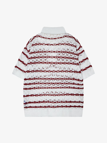 Retro Open-Knit Polo Shirt 