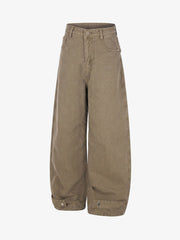 Studded Belt Curved-Leg Jeans