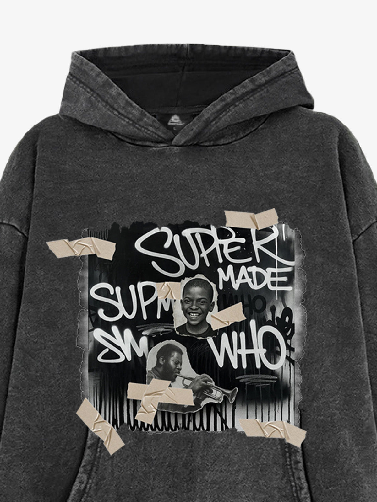Street Collage Graffiti Font Character Hooded Sweatshirt 