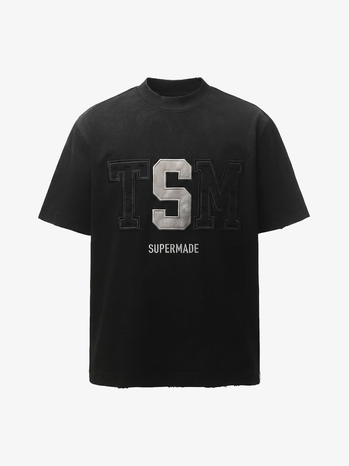 Distressed Appliqué Mud-Wash T-Shirt 