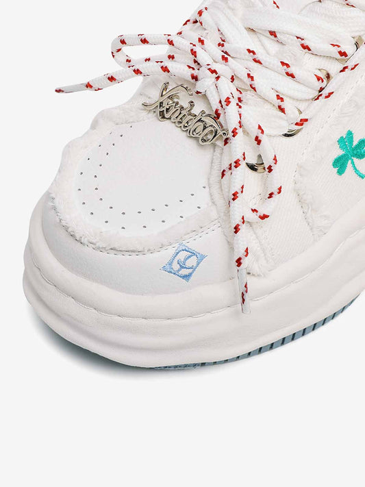 Thesupermade American Retro Patch Raw Edge Embroidered Floral Dissolving Shoes 