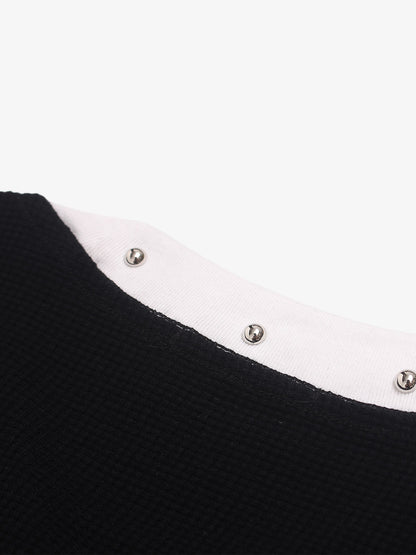 Studded Mouth Graphic Waffle Long Sleeve Tee