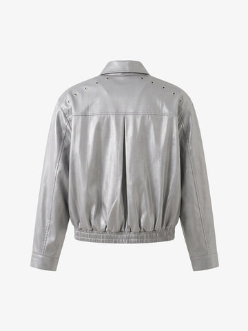 Studded Embroidered Double-Zip Cropped Biker Jacket