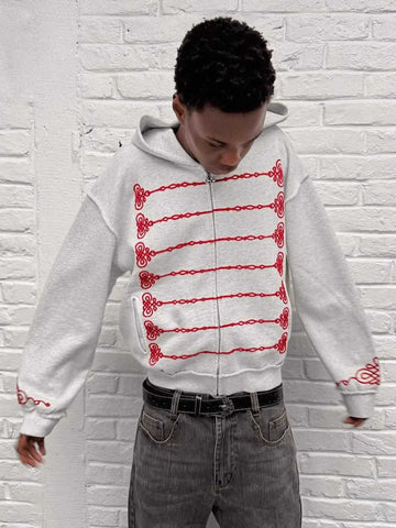 Street Style Fold-Button Hoodie