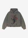 Hoodie mit Logo-Blitz-Grafik, gewaschen und im Used-Look