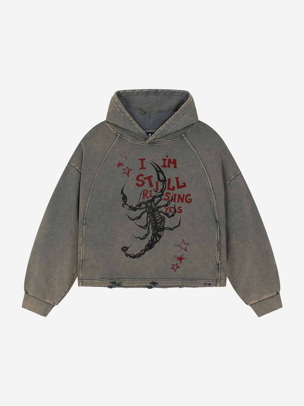 Logo Lightning Graphic Washed Distressed Hoodie
