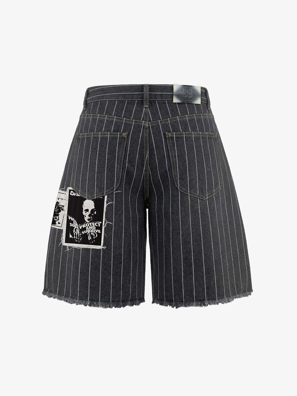 Vintage Pinstripe Patchwork Baggy Denim Set 
