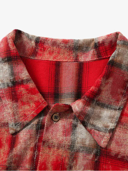 Plaid Hooded Jacket with Leopard Trim and Unique Accessories 