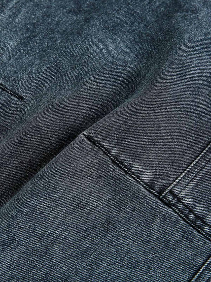 Washed Dirty Dyed Pleated  Barrel Jeans 