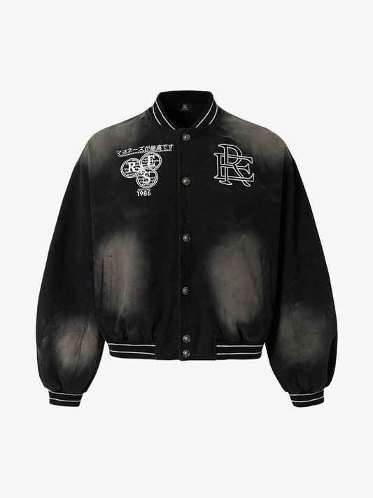 Thesupermade Gradient Bleached Technical Baseball Jacket 