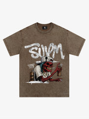 Street Trendy Skull Spray-Paint Graffiti Master T-Shirt 