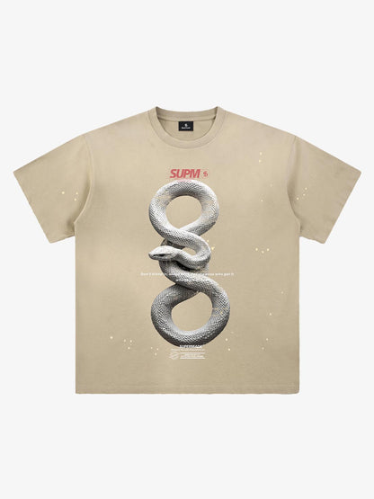 Snake and Sword Graphic T-Shirt with Bold Statement Design 