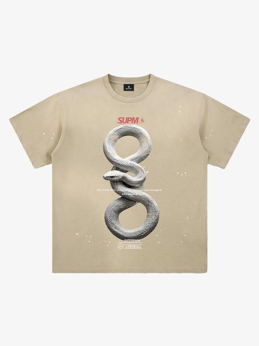 Snake and Sword Graphic T-Shirt with Bold Statement Design 