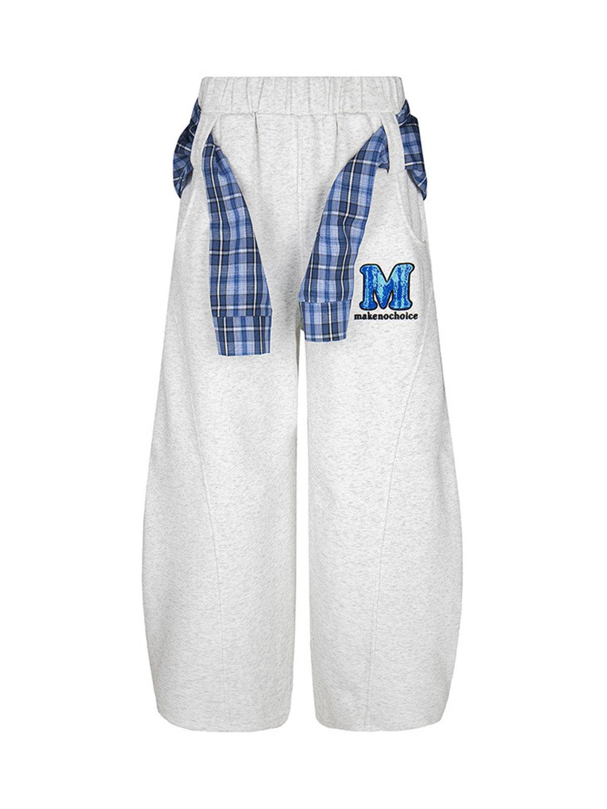 Plaid Belt Barrel Pants 
