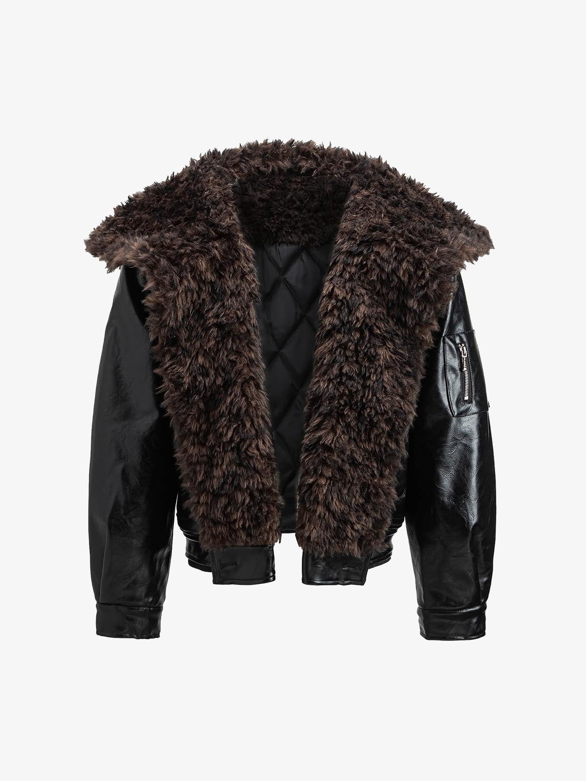 Faux Fur Leather Coat