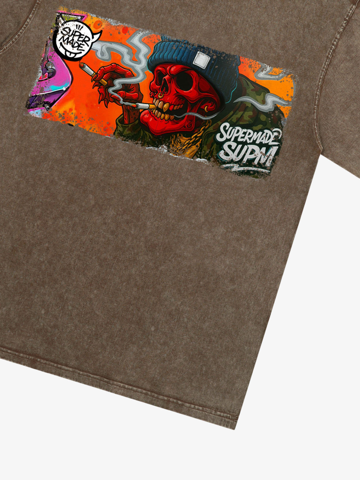 Thesupermade Distressed Blood Red Skull Graffiti T-shirt 