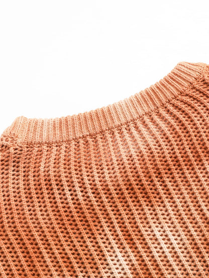 Gradient Ombre Knit  Crew Neck Sweater 