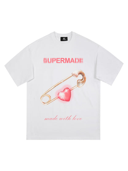 Thesupermade Street Paperclip Heart Hip Hop T-shirt 