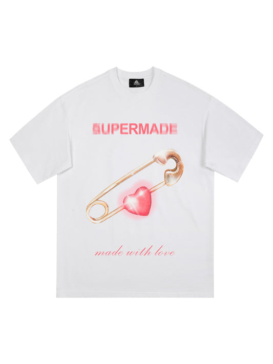 Thesupermade Street Paperclip Heart Hip Hop T-shirt 