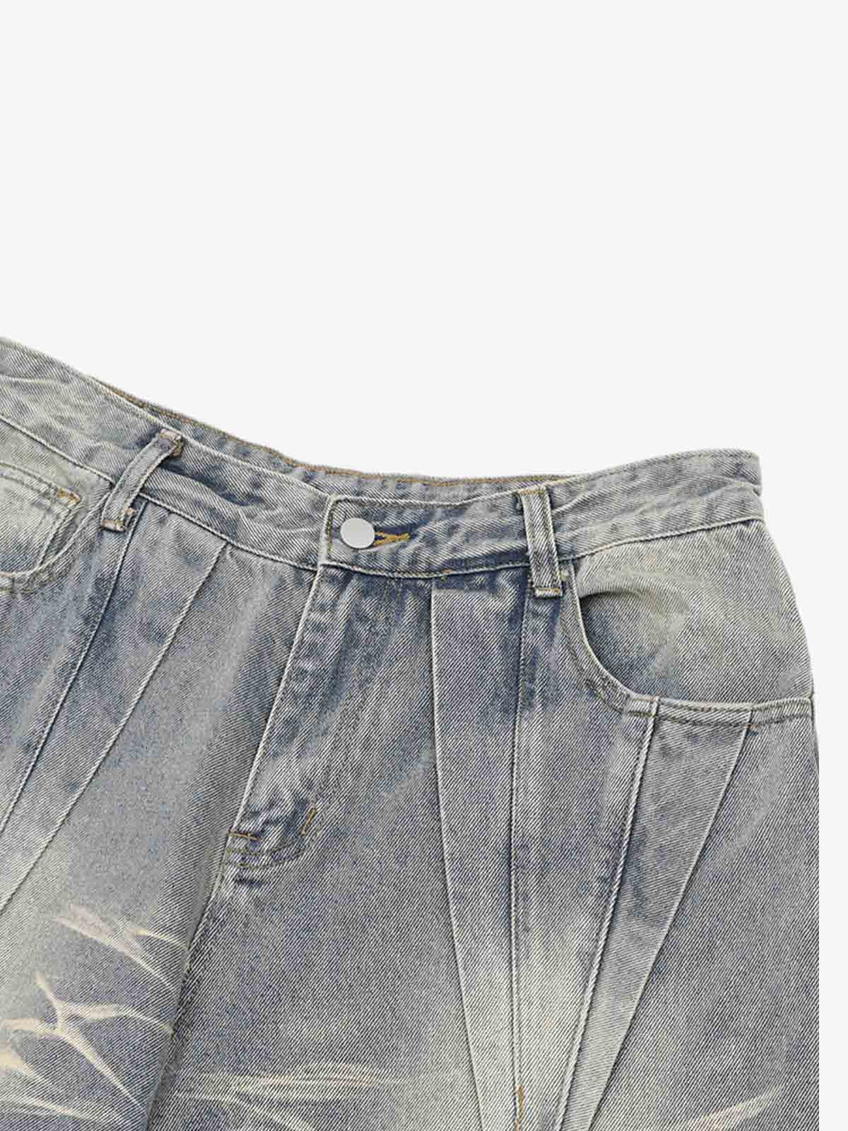 Washed Black Branch Print Deconstructed Denim Set 