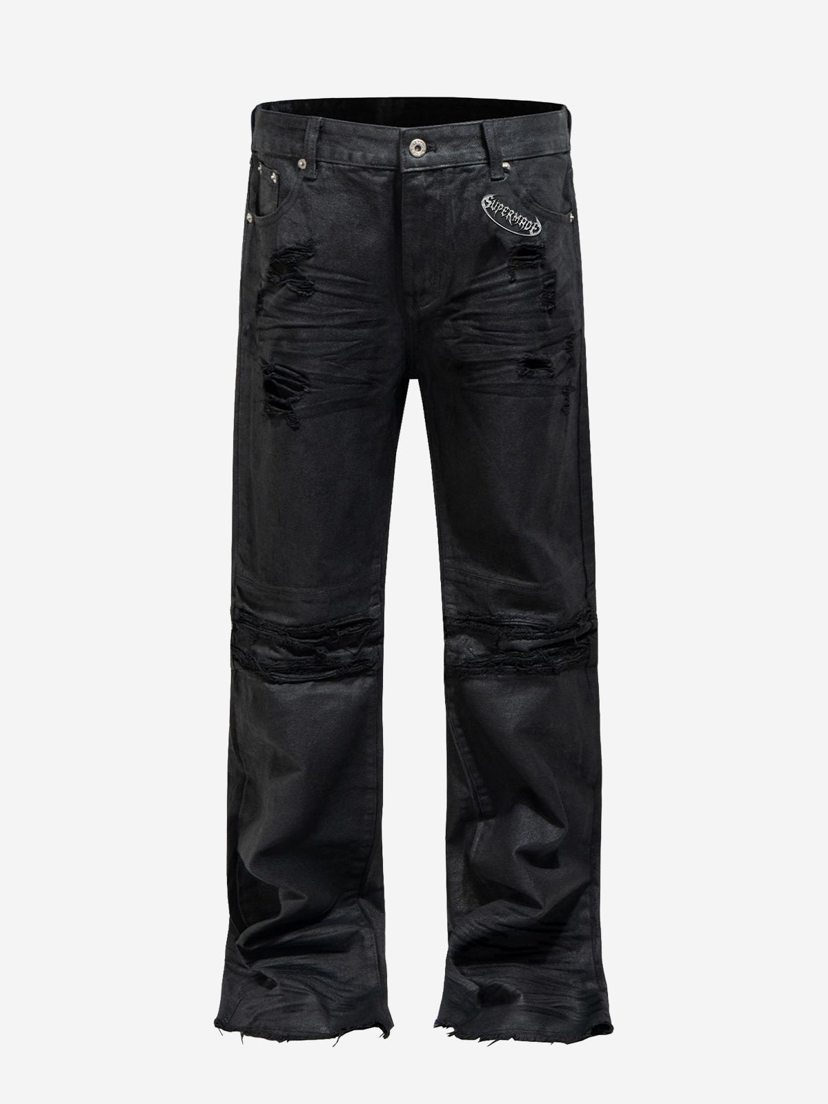 Tactical Knee-Panel Distressed Waxed Leggings