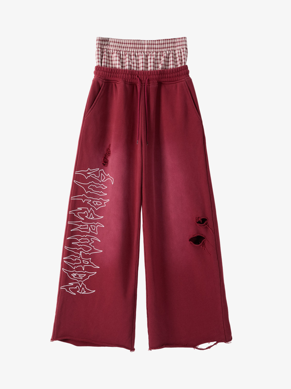 Supermade Vintage Distressed Print Patchwork Sweatshirt Set 