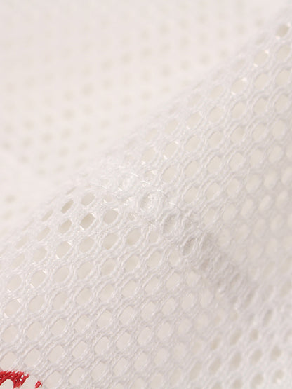 Mesh Jersey T-Shirt with Red Number 03 Print and Stitched Details 