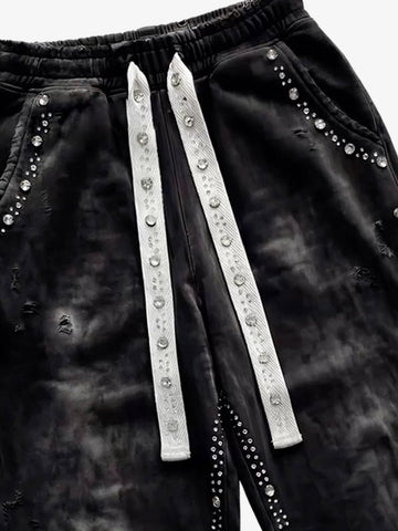 Distressed Rhinestone Sweatpants
