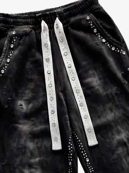 Distressed Rhinestone Sweatpants