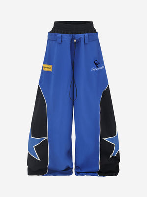 Star Color Block Double-Waist Paratrooper Pants