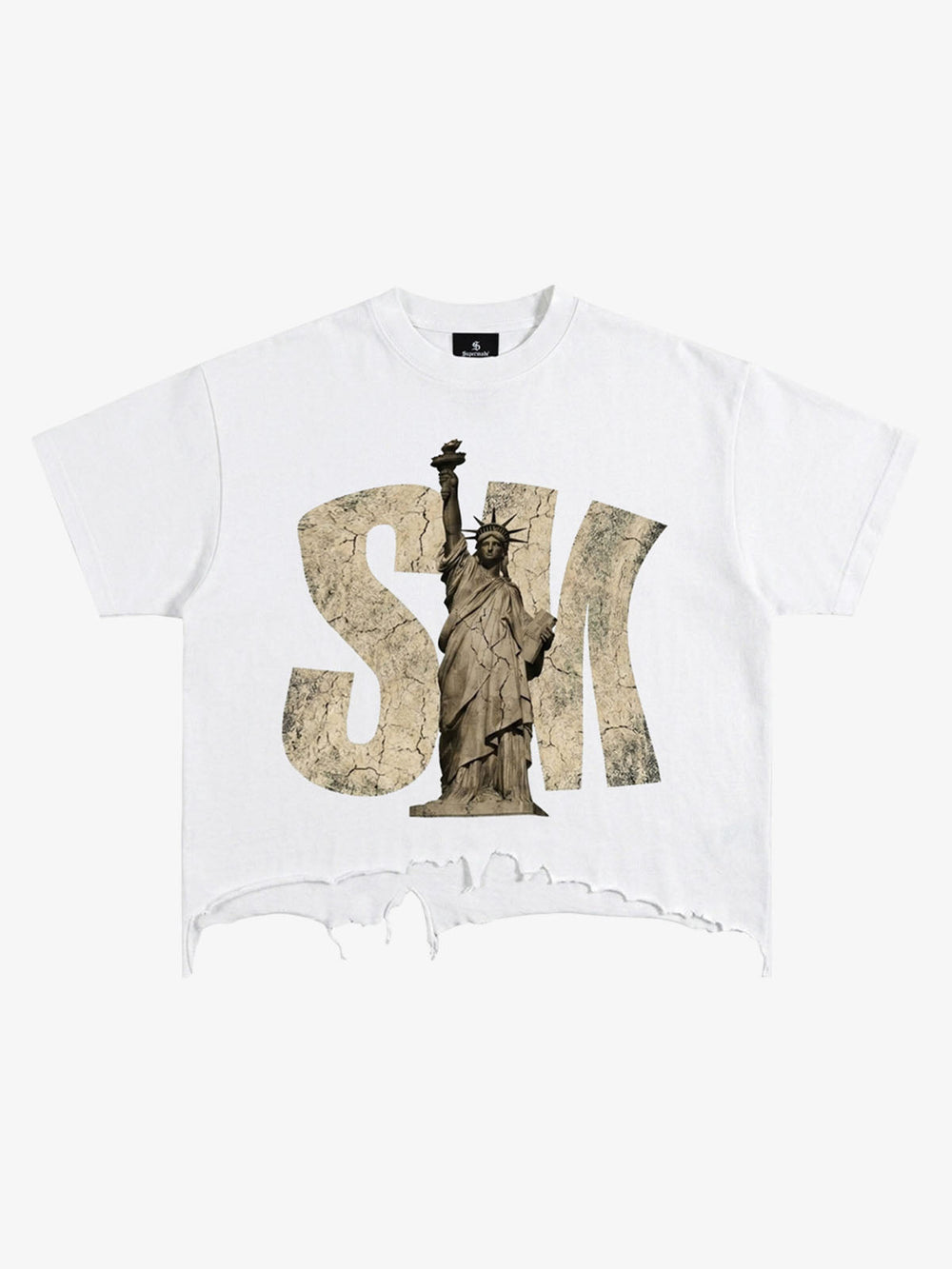 Liberty Graphic Washed Ripped T-Shirt 