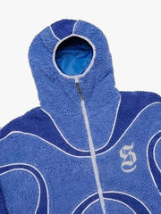 Contrast Patchwork Fleece Coat