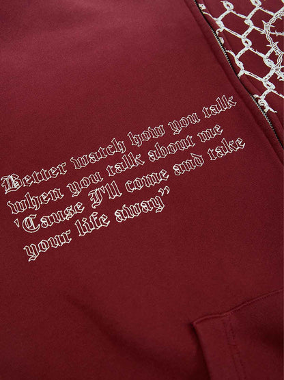 Supermade Vintage Distressed Print Patchwork Sweatshirt Set 