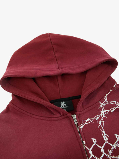 Supermade Vintage Distressed Print Patchwork Sweatshirt Set 