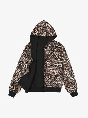 Leopard Reversible Fleece Zip-Up Hoodie 