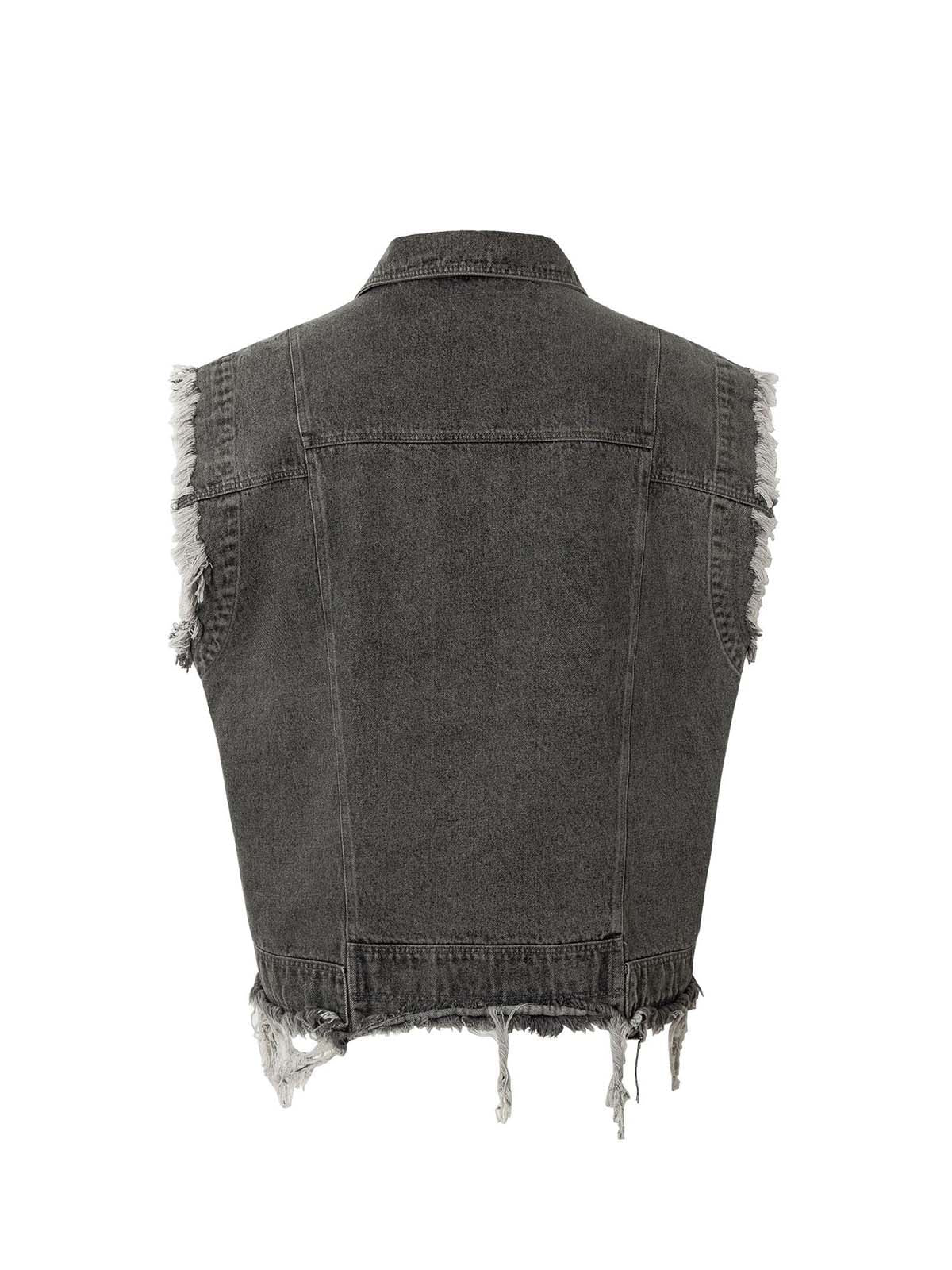 Retro Wasteland Rivet Denim Vest | Thesupermade®