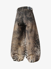 Thesupermade Distressed Animal Pattern 3D Print Jeans