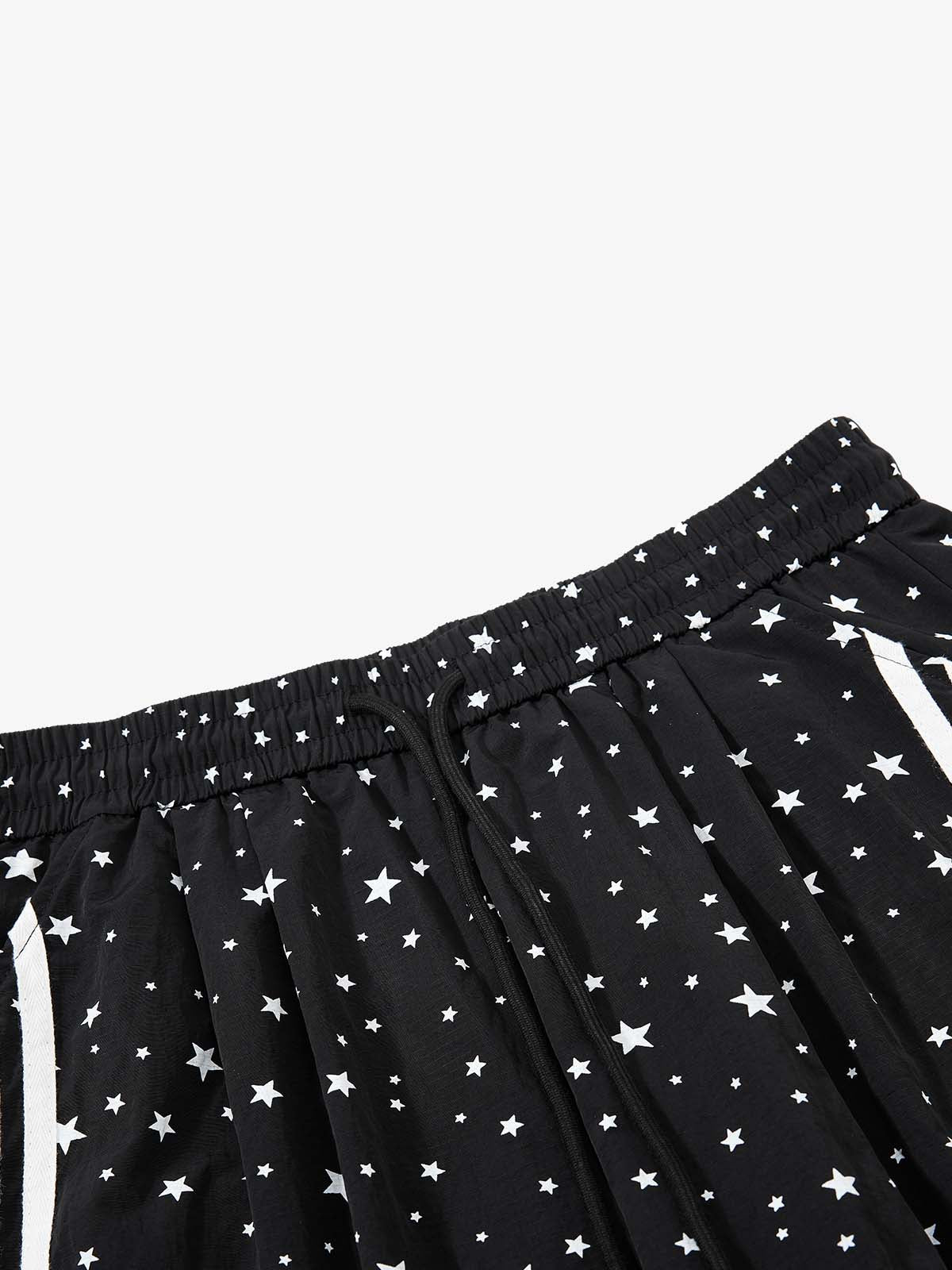 Star Pattern Side Stripe Baggy Track Pants 