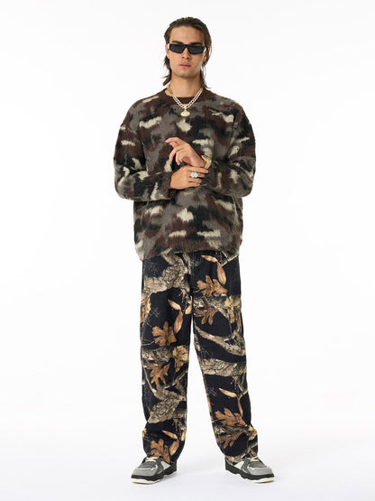 Camouflage Pattern Oversized Sweater for Men - Trendy and Versatile Streetwear 