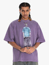 300G Jade Pattern Dyed Cotton Oversized T-Shirt with Skeleton Graphic Print Streetwear 